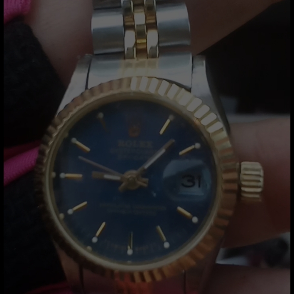 Rolex Blue and Gold Watch